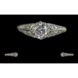 Antique Period Ladies 18ct Gold and Platinum Diamond Set Ring. Marked 18ct and Platinum to Shank.