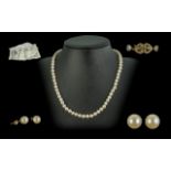 Ciro of Bond Street Fine Quality Cultured Pearl Necklace with 9ct Snap Clasp - Set with Emerald