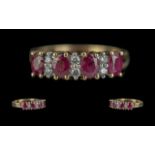 Ladies 18ct Gold Ruby and Diamond Set Ri