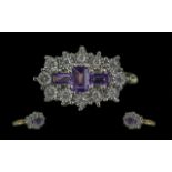 9ct Yellow Gold "boat style" Amethyst an