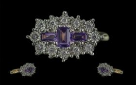 9ct Yellow Gold "boat style" Amethyst an