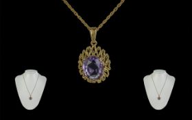 Ladies - Attractive 9ct Gold Amethyst Se