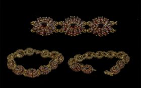 18ct Gold Orange Garnet Set Bracelet, we