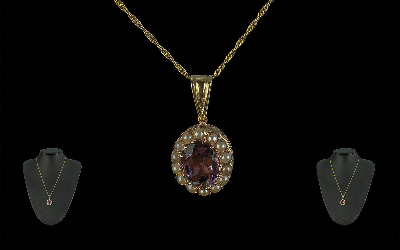 Ladies Attractive 9ct Gold Amethyst and