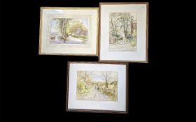 Harold H Jones Watercolours, 'September Morning, Cottam Lane', pencil signed bottom right, image