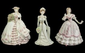 Coalport and Royal Worcester - A Fine Trio of Hand Painted and Ltd Edition Porcelain Figures.