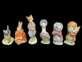 Six Beswick Beatrix Potter Collection Figures, comprising Jemima Puddleduck, John Joiner, Poorly