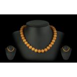 1920's Well Matched Butterscotch Amber Beaded Necklace, Excellent Colour. Weight 30.9 grams.