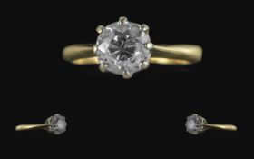 Antique Period 18ct Gold Single Stone Diamond Set Ring. Marks Rubbed but Tests 18ct Gold. The Old