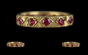 Ladies Excellent Quality 18ct Gold Ruby Set Full Eternity Ring. Marked 18ct. The Well Matched Rubies