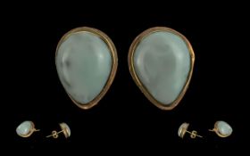 Ladies Attractive Pair of 9ct Gold Turquoise Set Earrings, marked 9.375; excellent condition in