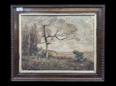 Manner of Jean Baptiste Camille Corot. Barbizon Style Oil Painting on Canvas - Board. Probably