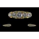 Antique Period - Excellent Quality 5 Stone Pave Set Diamond Ring, Gallery Setting. Marked 18ct to