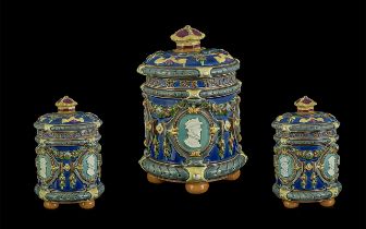 Minton 19th Century Hand Painted Sir Walter Raleigh Tobacco Lidded Jar. c.1860's.