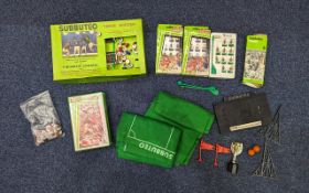 Collection of Subbuteo including Table Soccer Continental Display Edition, baize playing fields,