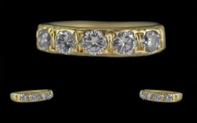 18ct Gold Good Quality 5 Stone Diamond Set Ring. Full Hallmark to Interior of Shank. The Five