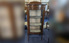 Edwardian Bow Fronted Display Cabinet, glazed front and sides, raised on tapered legs. Height