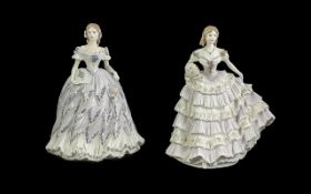 Royal Worcester Pair of Handpainted Ltd Edition and Numbered Porcelain Figures (2) - (1) 'Belle Of