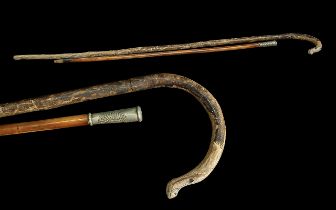 Walking Cane & Swagger Stick, stick with metal top inscribed 'The South Staffordshire Regiment'.