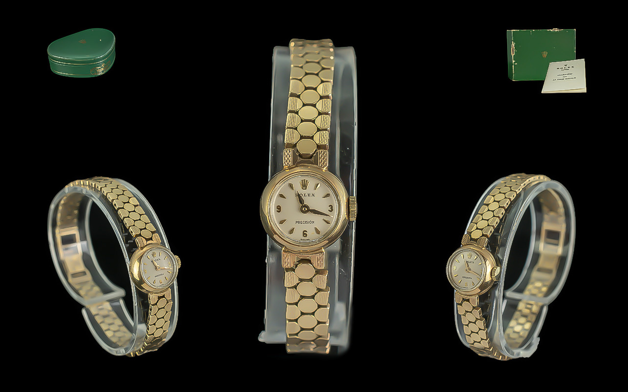 Rolex - Precision Ladies 9ct Gold Mechanical Wrist Watch ( Small Face ) Model No 4651. The Rolex