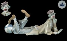 Lladro Hand Painted Porcelain Figure ' Clown ' Model No 4618. Issued 1969 - Retired. Height 6.25