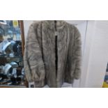 Ladies Grey Mink Jacket, fully lined in sateen fabric, slit pockets, hook and eye fastening, approx.