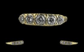 Ladies 1950's - Excellent 5 Stone Diamond Set Ring with Ornate Setting. Full Hallmark for Birmingham