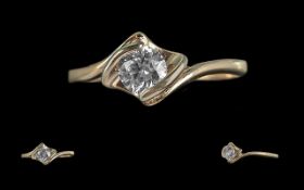 Ladies 18ct Gold Pleasing Quality Single Stone Diamond Set Ring - The Round Brilliant Cut Diamonds