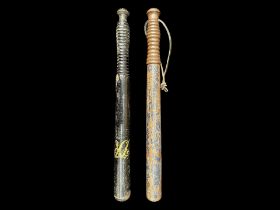 Two 19th/20th Century Wooden Truncheons, on typical form. Length 17.5'' & 18''.