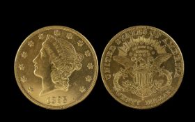 United States of America Liberty Head 20 Dollars Gold Coin - Date 1895. San Francisco Mint. High