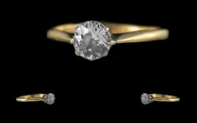 18ct Gold Pleasing Quality Single Stone Diamond Set Ring, Marked 18ct to Shank. The Old European Cut