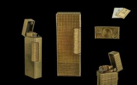 Dunhill - Swiss Made Deluxe Version Gold Plated Lighter with Dunhill Display Box and Papers. As