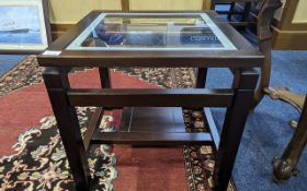 Modern Square Occasional Table, Glass Topped, Height 20 Inches, 20½ Diameter Top