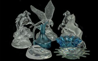 Quantity of Assorted Glassware, comprising candlesticks, vases, glasses and tray set,