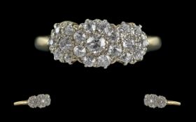 Early 1920's Ladies 18ct Gold Diamond Set Ring. Hallmark rubbed but marked 18ct to interior of