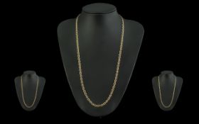 A Fine Quality 9ct Gold Double Link Designed Chain. Marked 9ct. Length 24 Inches - 60 cms. Weight