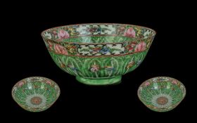 Vintage Chinese Decorative Bowl, highly decorated with flowers and butterflies to the inner and