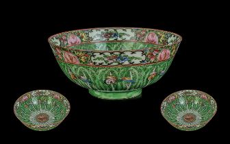 Vintage Chinese Decorative Bowl, highly decorated with flowers and butterflies to the inner and