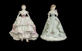 Royal Worcester Pair ( 2 ) of Ltd Edition Porcelain Figures. Comprises 1/ Queen of Hearts, RW
