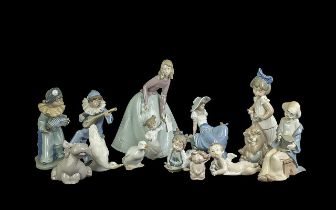 Collection of 12 Nao Figures, comprising No. 1318 'First Steps', 10'' tall, 'Songbird' girl with