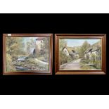 Two Ann Celia Freeman Original Oil on Board Paintings, both framed, one depicting cottages in
