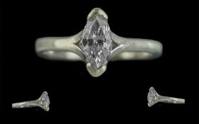 Ladies Attractive and Good Quality 9ct White Gold Single Stone Diamond Set Ring. Full Hallmark to