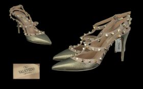 Valentino Pair of Ladies Nude & Stud Design Shoes, style 'Garavani', size 37.5 (4.5 UK). RRP. £