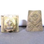 Victorian stone armorial keystone and a boss