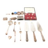 George III silver sifter spoon and other small silver