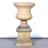 Fire stone campana-shape garden urn