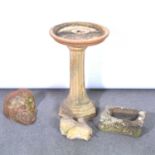 Old stone Fleur de Lys finial and three other items