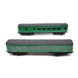 Gauge 1 / G gauge model railway passenger coaches, two including electric powered coach
