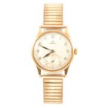 Omega - a gentleman's 9 carat gold wristwatch.