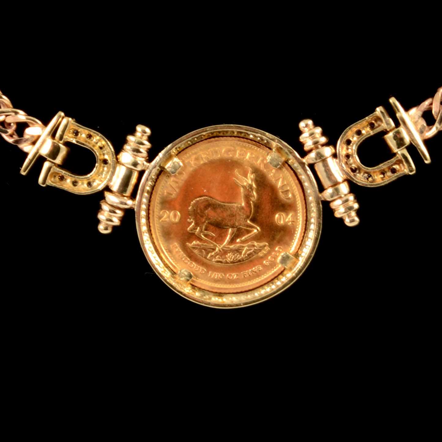 A Gold 1/10th Krugerrand Coin necklace. - Image 2 of 2